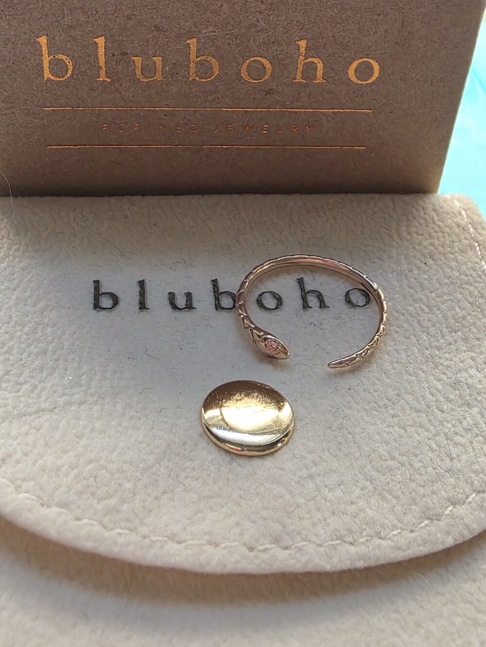 Bluboho Revival Diamond Snake Ring, Open 14k Solid Rose Gold